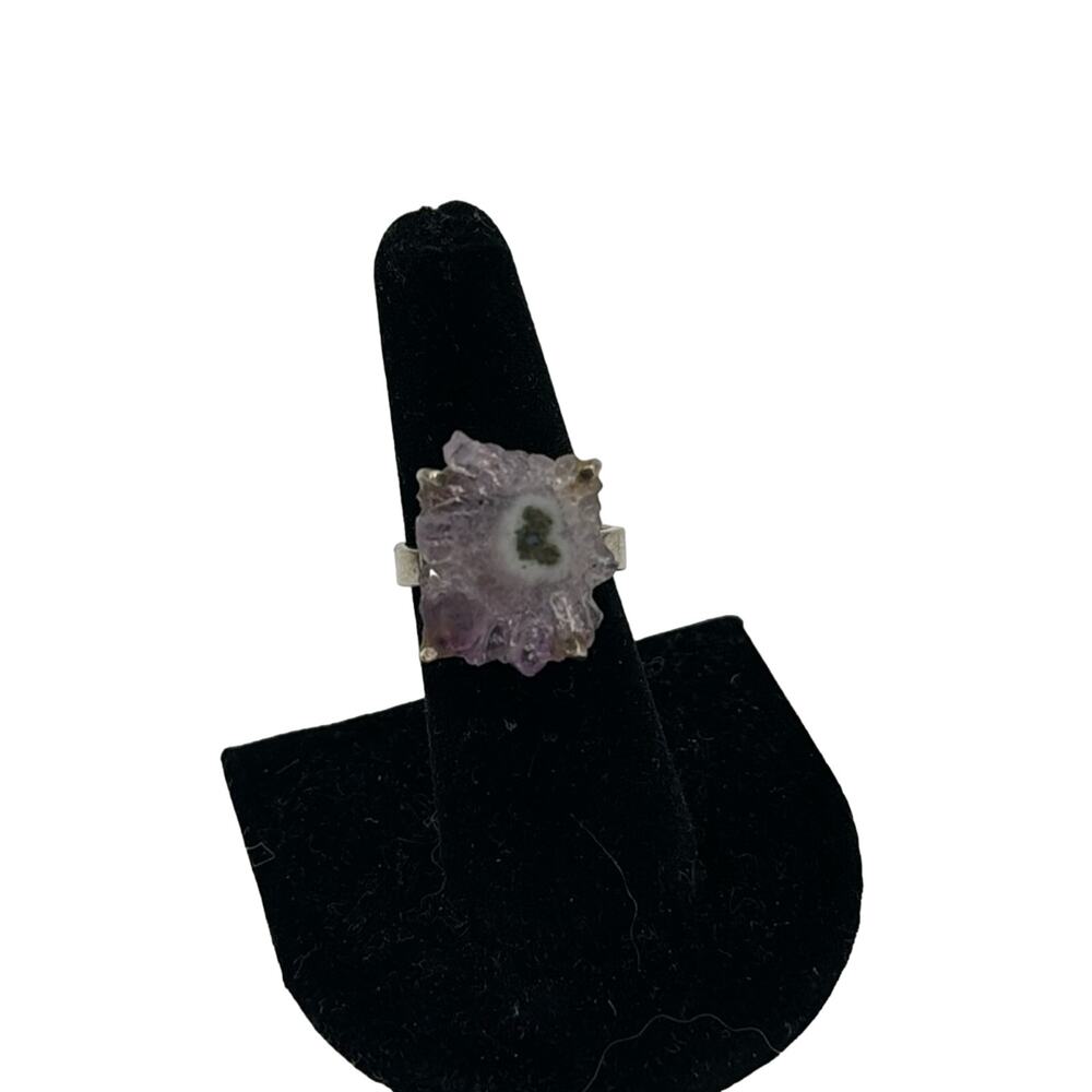 Raw Amethyst Sterling silver adjustable ring